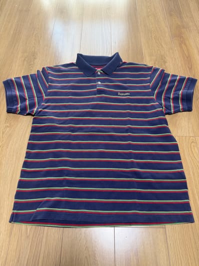 Supreme Washed Stripe Polo "Navy"