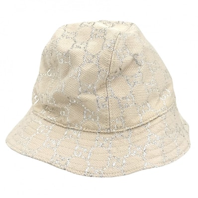 GUCCI グッチ ハット GGラメ バケットハット ファッションアイテム Mサイズ 総柄 帽子 631951 ウール ナイロン 金属繊維 ベージュ レディース 美品【中古品】