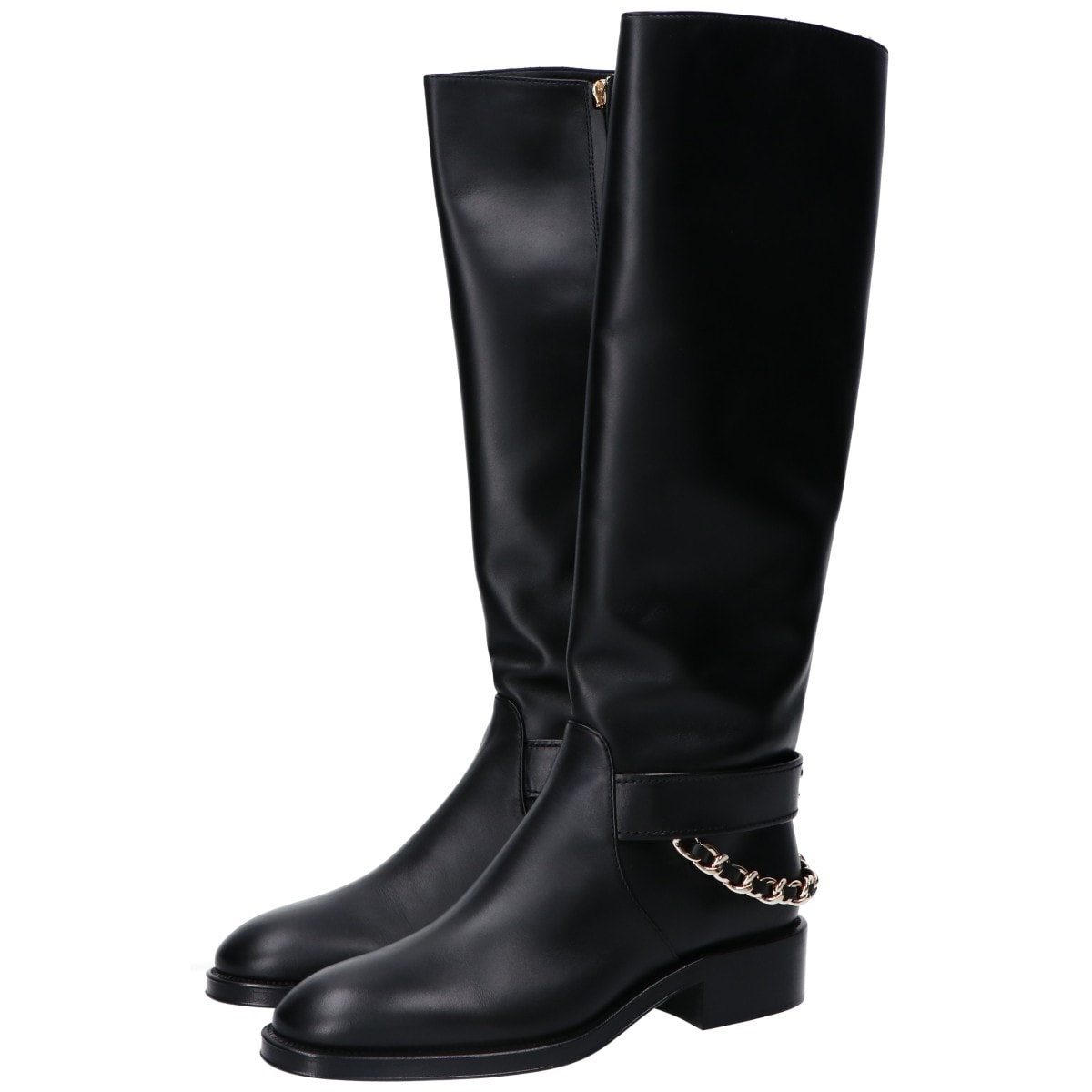 シャネル 新品同様 G39171 ココマーク チェーンストラップ ロングブーツ/ジョッキーブーツ 38C