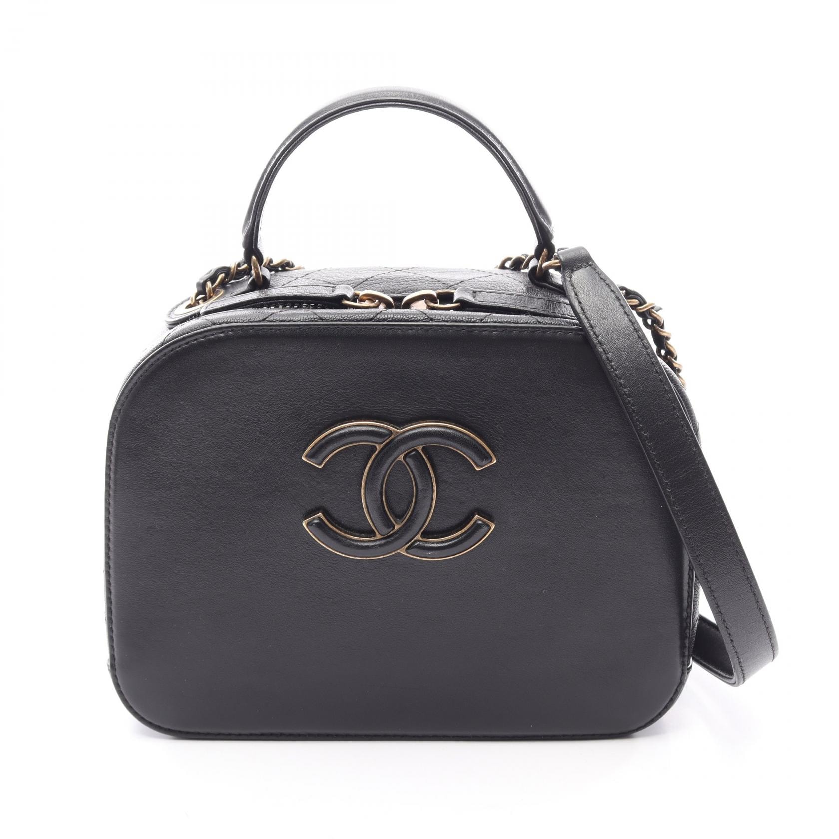 シャネル CHANEL マトラッセ バニティバッグ 2WAY ショルダーバッグ バッグ レザー レディース ブラック系 【中古】