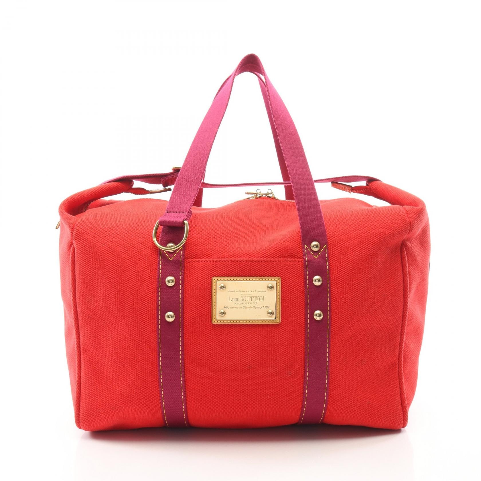 ルイ・ヴィトン LOUIS VUITTON サック ウィークエンド ボストンバッグ バッグ キャンバス アンティグア ルージュ レディース レッド系 M40028 【中古】
