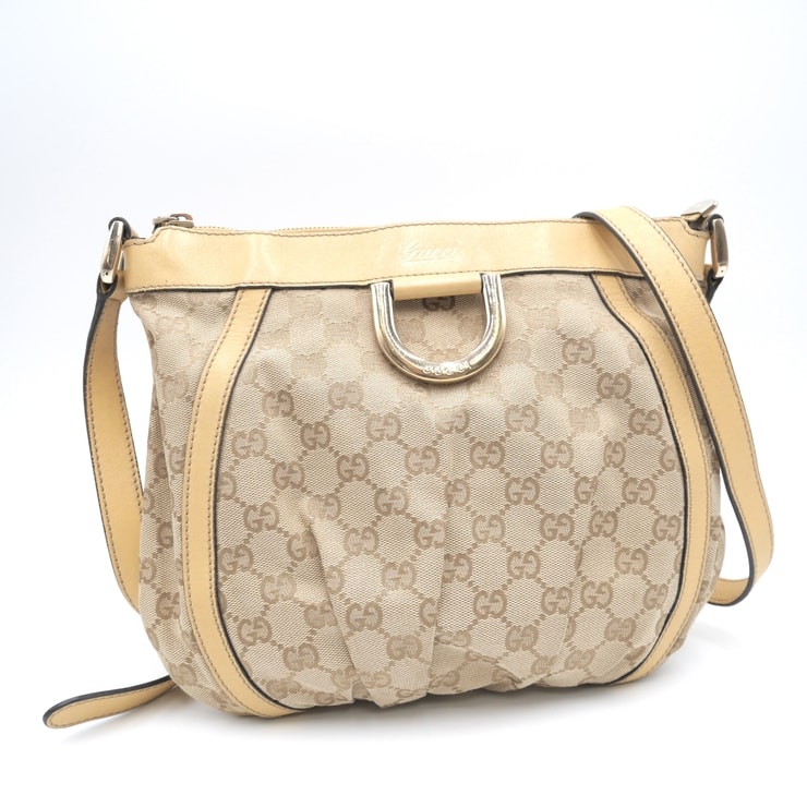 GUCCI(グッチ)アビー GGキャンバス ヴィンテージ ショルダーバッグ ベージュ レザー ゴールド金具 130257 レディース【中古】