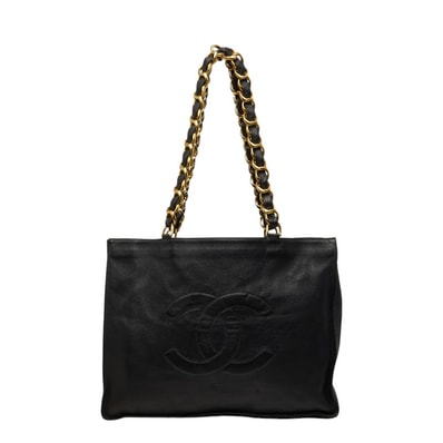 シャネル ココマーク チェーン トートバッグ 肩掛け ブラウン レザー レディース CHANEL 【中古】