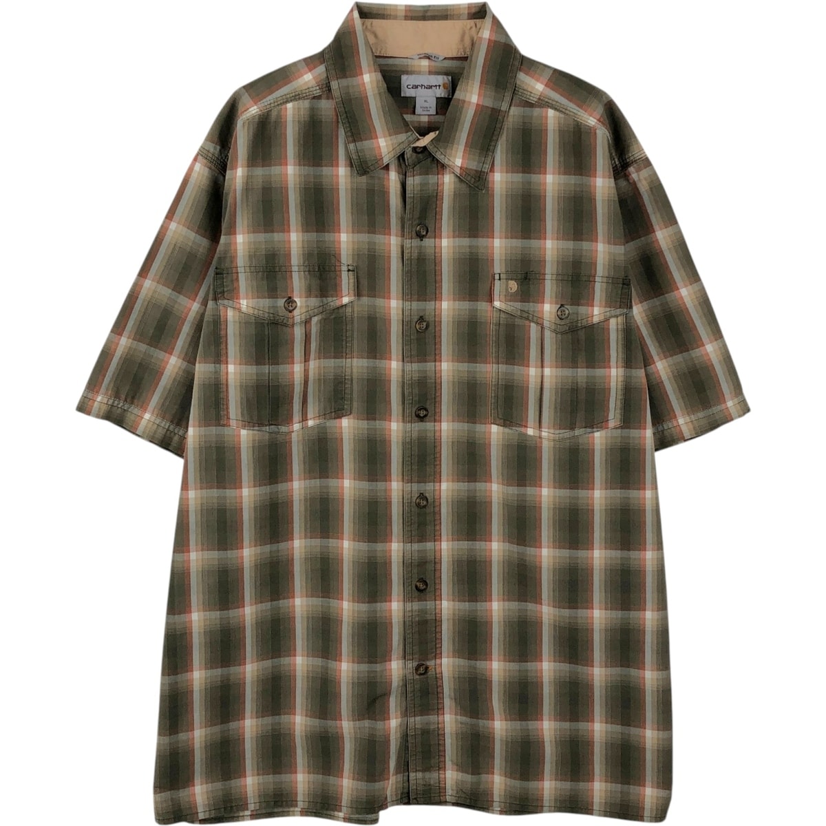 古着 カーハート Carhartt RELAXED FIT チェック柄 半袖 ワークシャツ ボックスシャツ メンズXL相当/eaa655621