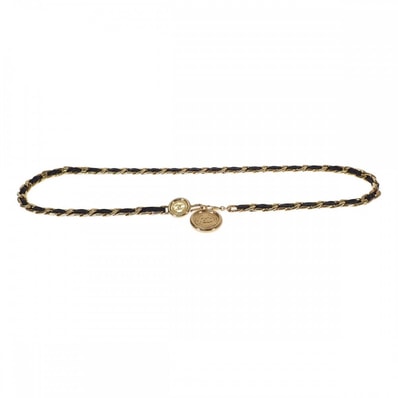 シャネル CHANEL ココマーク チェーン ベルト GP ゴールド ブラック サイズ87cm【中古】【Aランク】