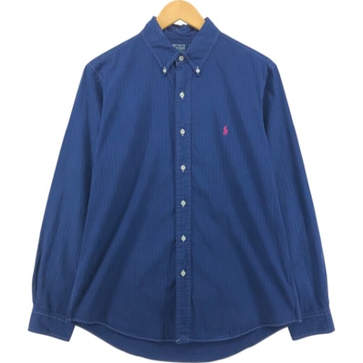 古着 ラルフローレン Ralph Lauren POLO by Ralph Lauren CUSTOM FIT 長袖 ボタンダウンストライプシャツ メンズL相当/eaa473747