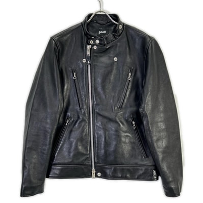 ショット 782-3950077 25年モデル ブラック シープレザー 羊革 NEW DOUBLE BREAST RIDERS ダブルブレスト ライダース L
