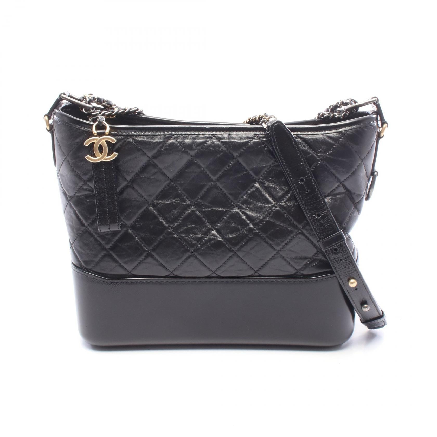 シャネル CHANEL ガブリエル ドゥ シャネル ラージ ホーボー コンビ金具 ショルダーバッグ バッグ レザー レディース ブラック系 【中古】