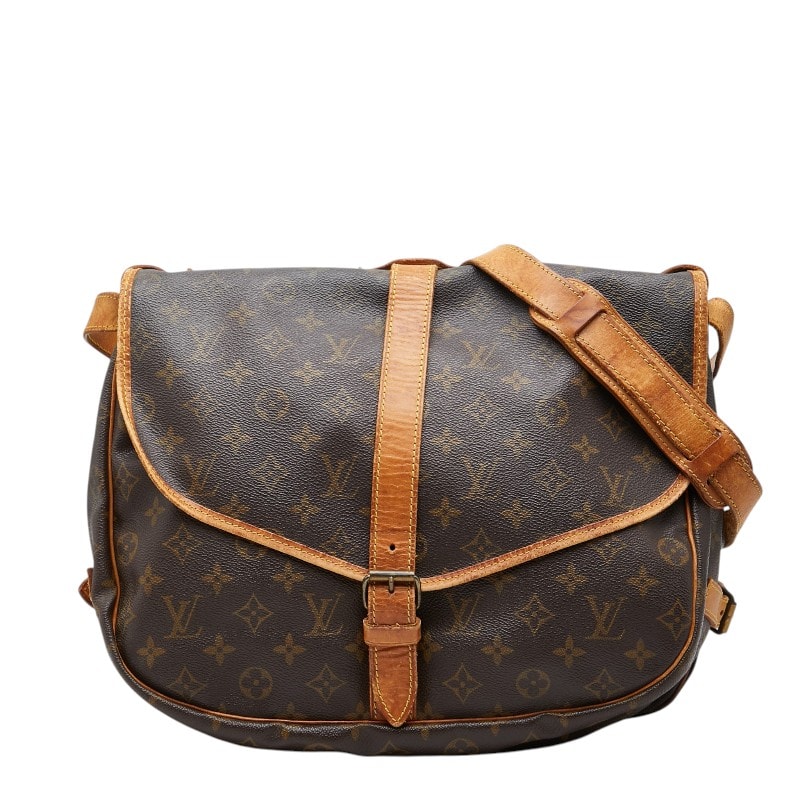 ルイ ヴィトン モノグラム ソミュール35 斜め掛け ショルダーバッグ M42254 ブラウン PVC レザー レディース LOUIS VUITTON 【中古】