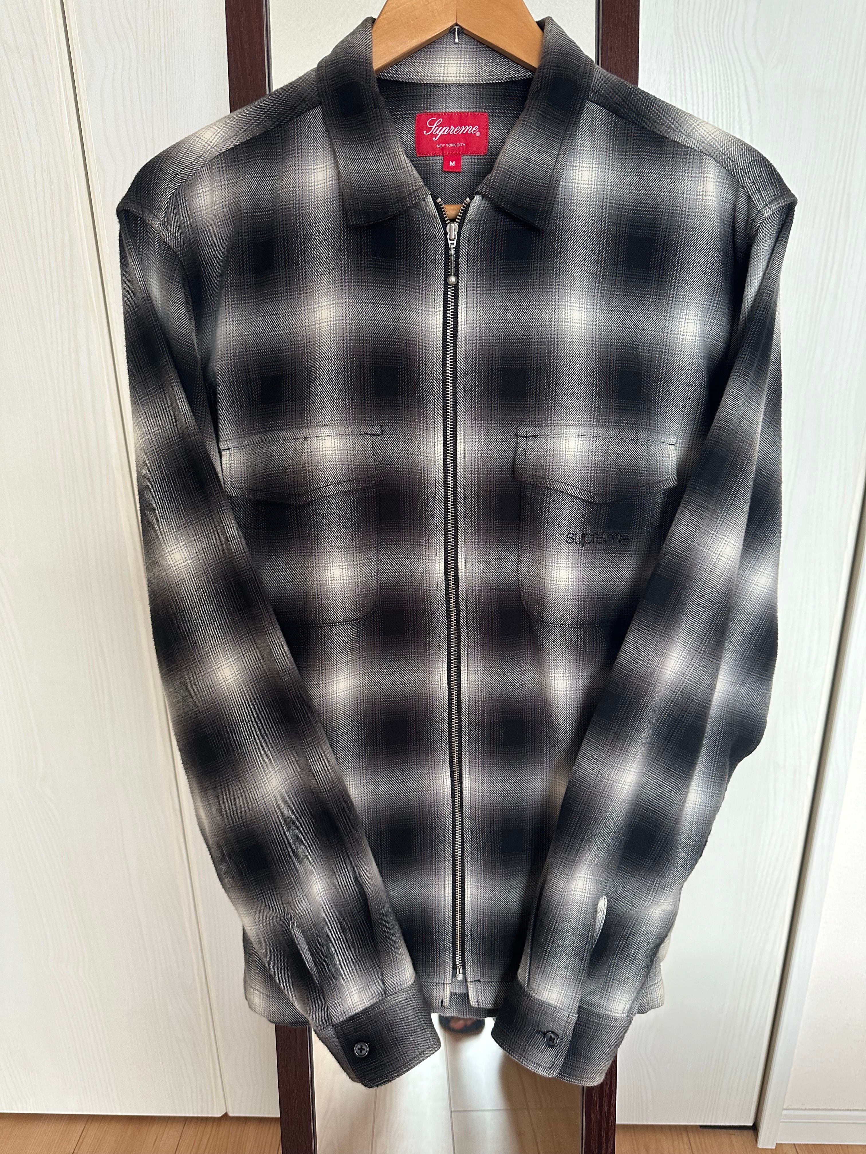 Supreme Shadow Plaid Flannel Zip Up Shirt "Black"