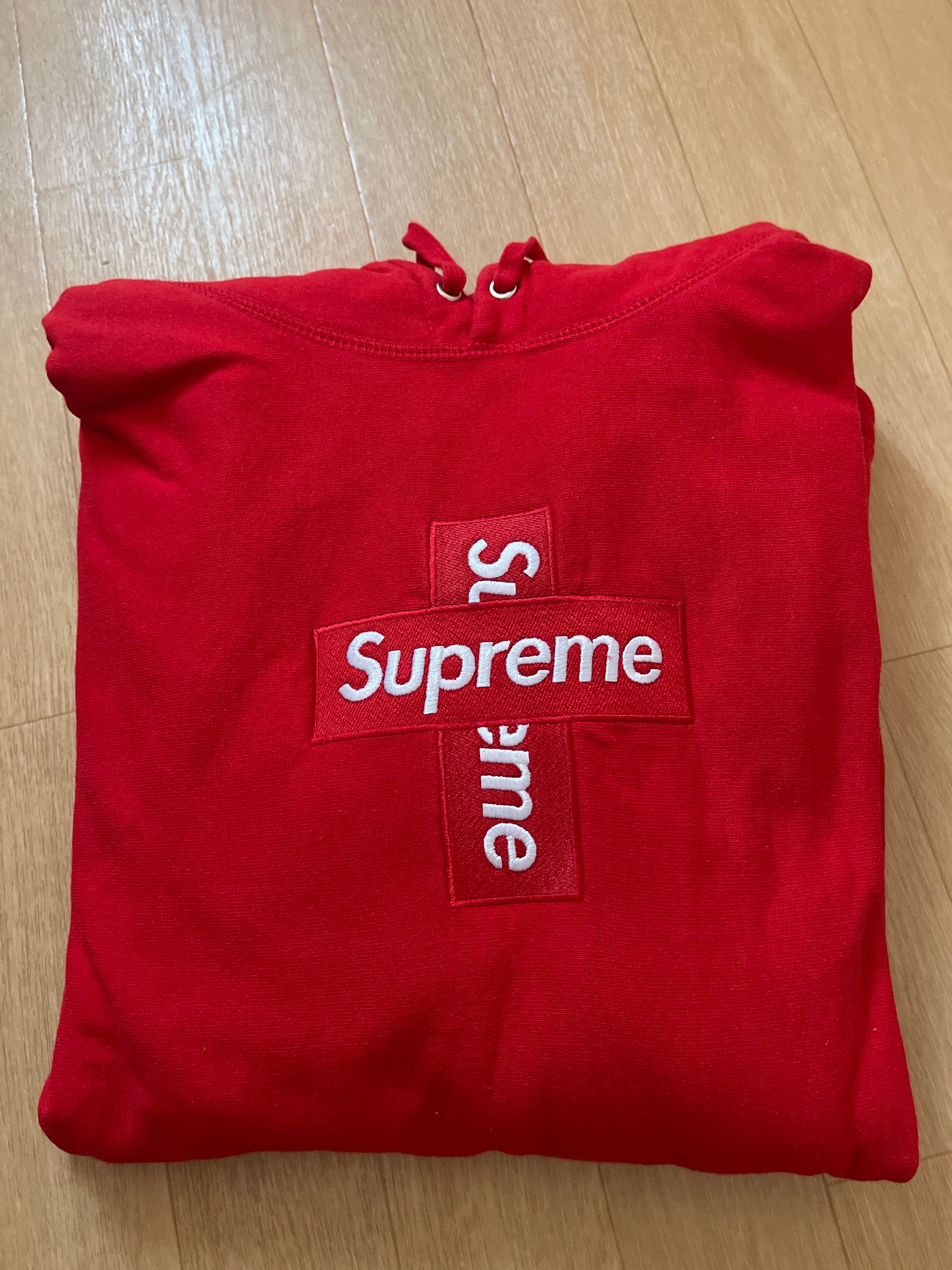Supreme Cross Box Logo Hooded Sweatshirt "Red"