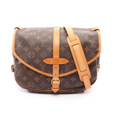 ルイ・ヴィトン LOUIS VUITTON ソミュール30 ショルダーバッグ バッグ PVCコーティングキャンバス レザー モノグラム レディース ブラウン系 M42256 【中古】
