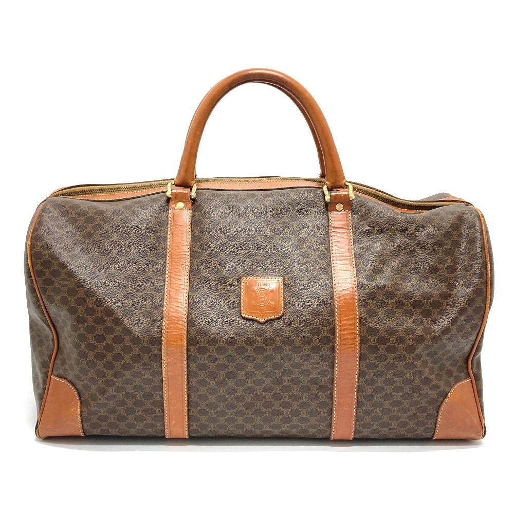 セリーヌ マカダム ヴィンテージ ボストンバッグ レザー/PVC ブラウン