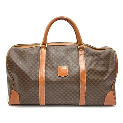 セリーヌ マカダム ヴィンテージ ボストンバッグ レザー/PVC ブラウン