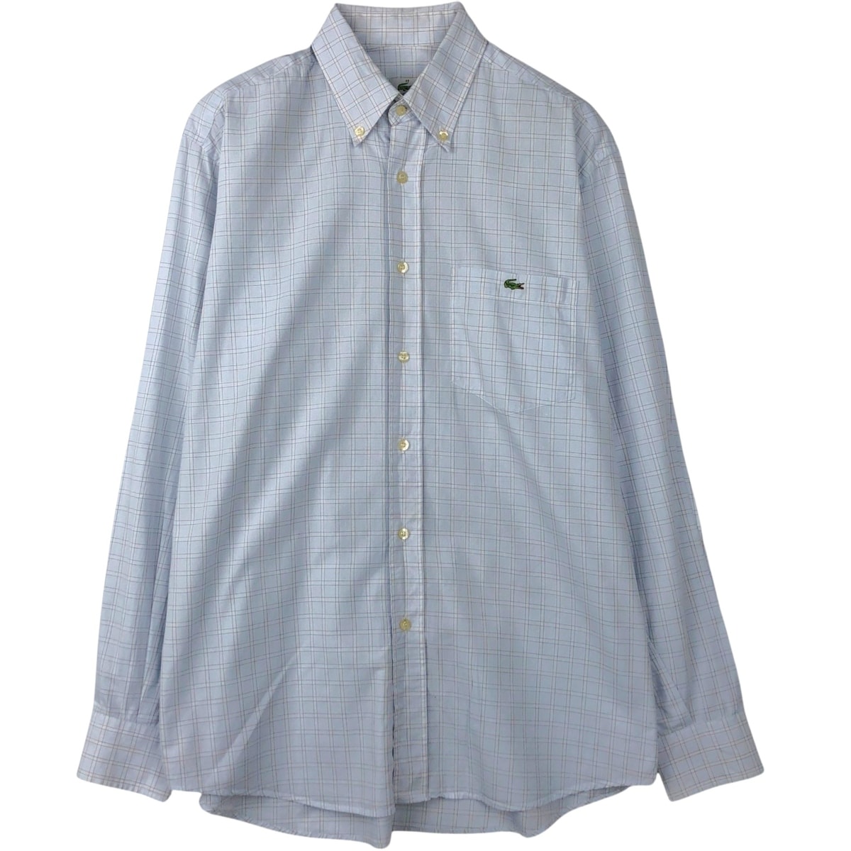 古着 ラコステ LACOSTE 長袖 ボタンダウンチェックシャツ メンズL相当/eaa637849