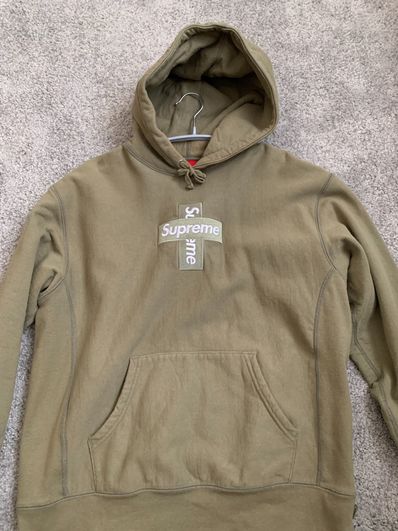 Supreme Cross Box Logo Hooded Sweatshirt "Light Olive"