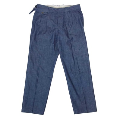BEAMS ビームス パンツ 21-23-1218-081 ビームスF ジェルマーノ シャンブレーパンツ インディゴブルー系 48【中古】