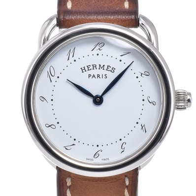 エルメス HERMES AR5.210 アルソー ホワイト クォーツ レディース 美品 内箱・保証書付き 腕時計 Q#149191