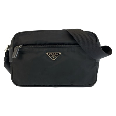 美品 PRADA プラダ テスート 三角ロゴプレート ブラック 黒 シルバー金具 ナイロン ショルダーバッグ カメラバッグ ポシェット 604269 【中古】