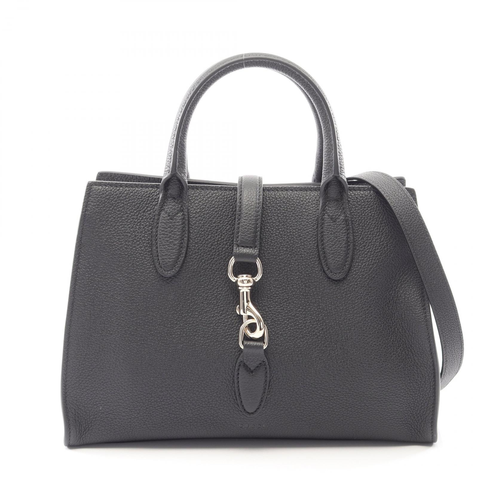 グッチ GUCCI フック クロージャー付き ミディアム 2WAY トートバッグ バッグ レザー レディース ブラック系 806205 【中古】