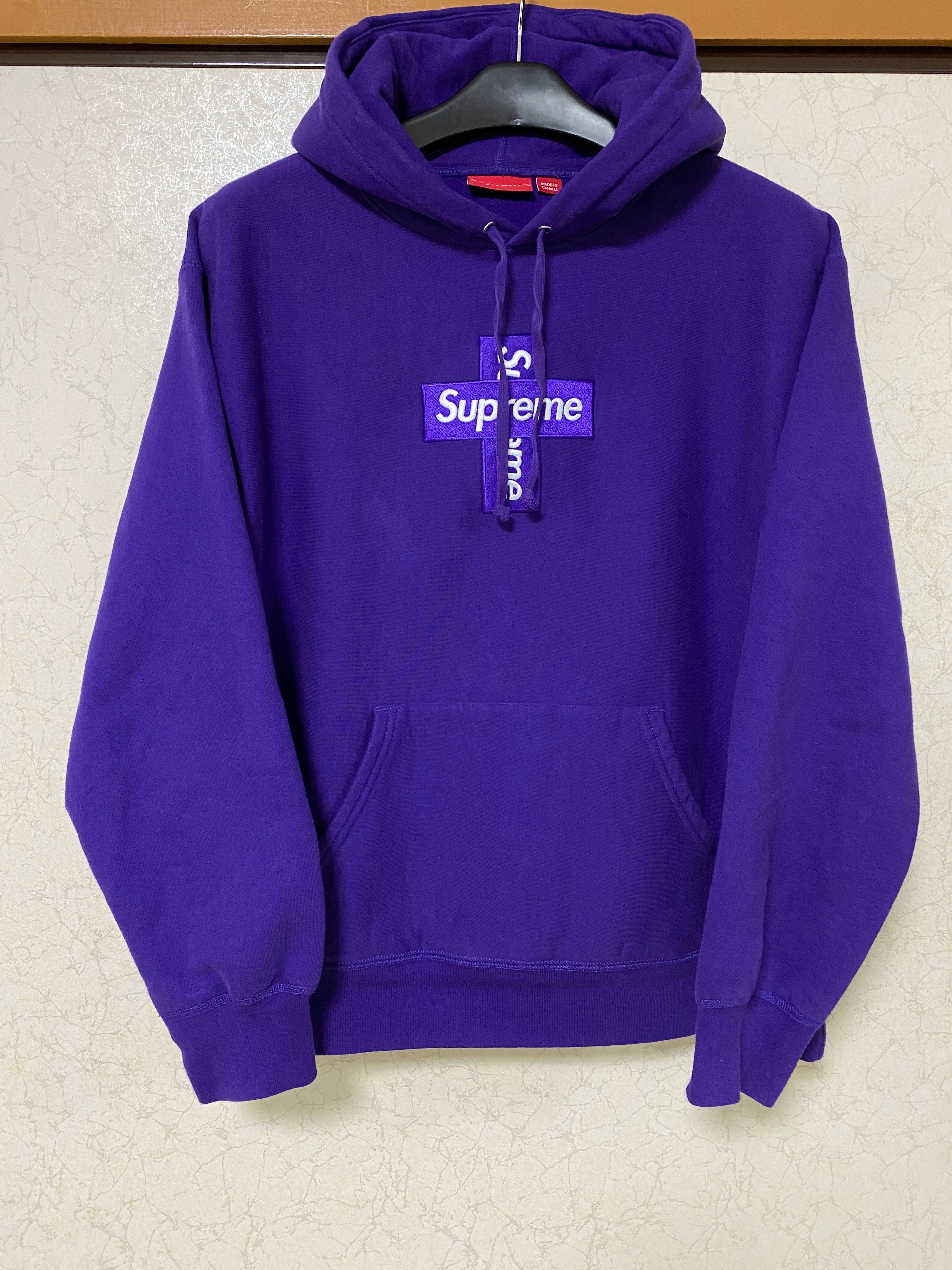 Supreme Cross Box Logo Hooded Sweatshirt "Purple"