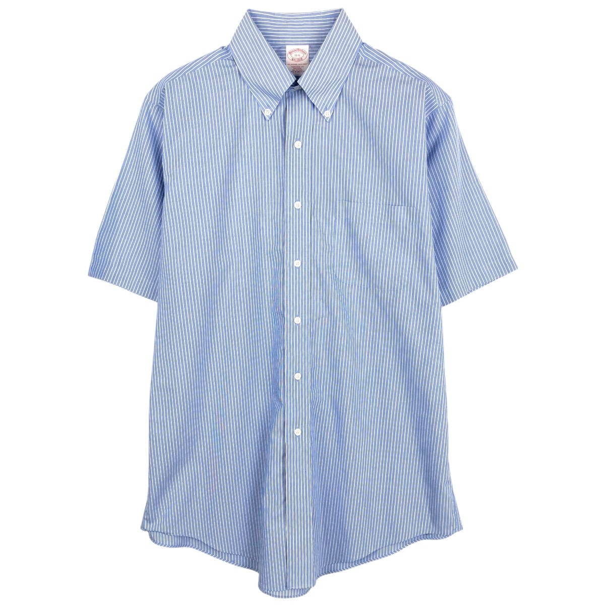 古着 ブルックスブラザーズ Brooks Brothers Est.1818 半袖 ボタンダウン ストライプシャツ メンズM相当/eaa668785