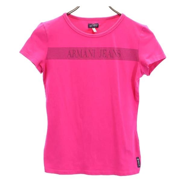 ARMANI JEANS アルマーニジーンズ イタリア製 ロゴプリント 半袖 Tシャツ 36 ピンク
