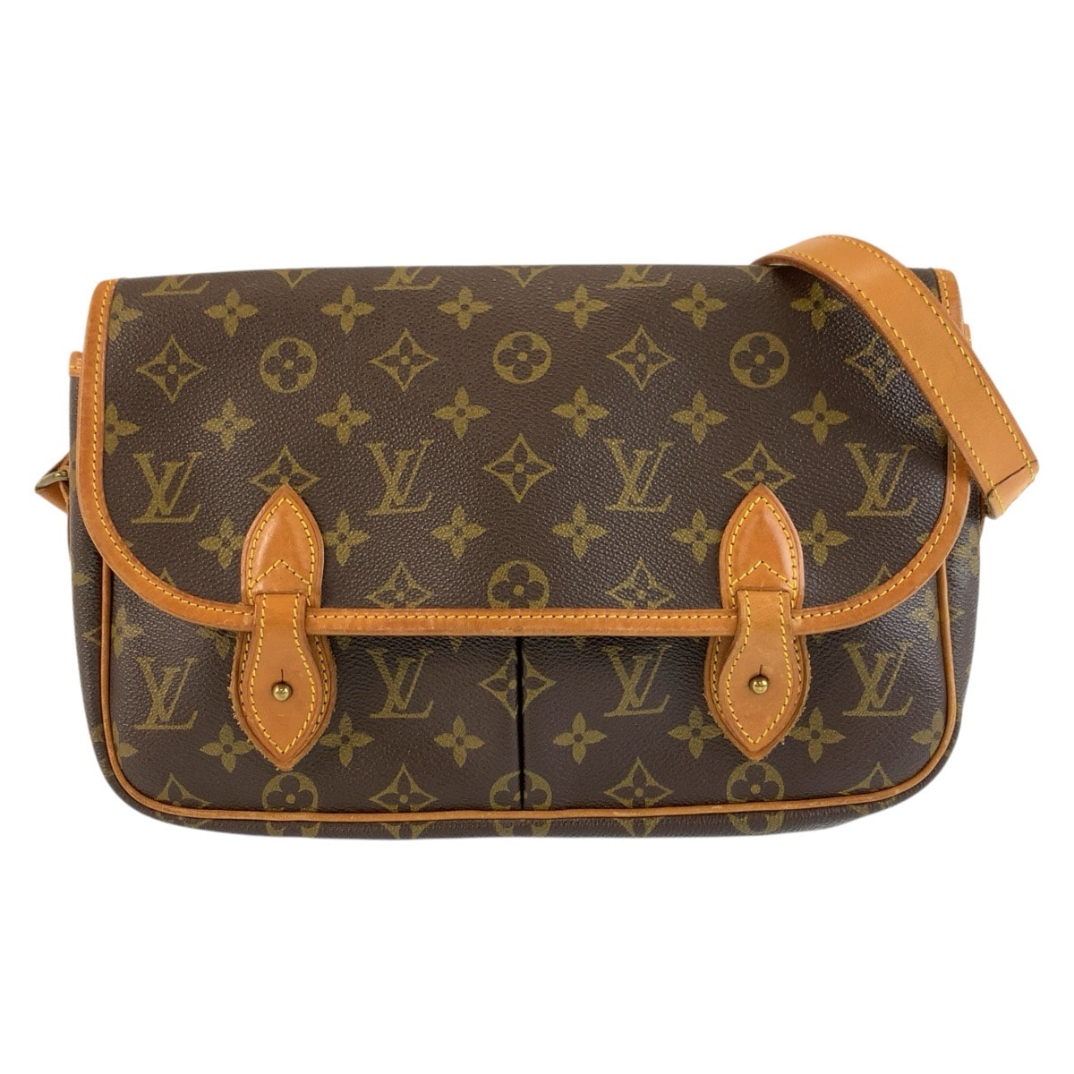 LOUIS VUITTON ルイヴィトン モノグラム ジベシエールMM ブラウン ゴールド金具 PVC レザー/ ショルダーバッグ メッセンジャーバッグ 1-0292468 【中古】