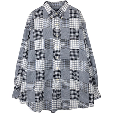 古着 ブルックスブラザーズ Brooks Brothers SPORT 長袖 パッチワーク ボタンダウンチェックシャツ XL メンズXL相当/eaa652149