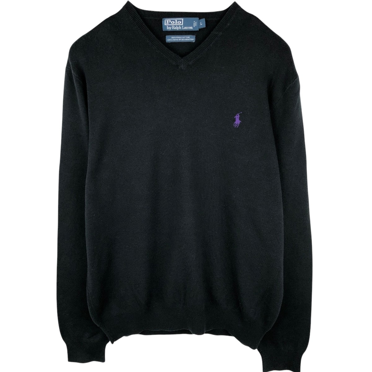古着 ラルフローレン Ralph Lauren POLO by Ralph Lauren Vネック ピマコットンニットセーター メンズL相当/eaa678689