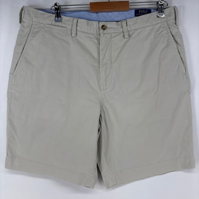 古着 ポロ・ラルフローレン POLO RALPH LAUREN ショートパンツ チノパン ワンポイントロゴ ジップ ハーフパンツ w36 ベージュ系 メンズ