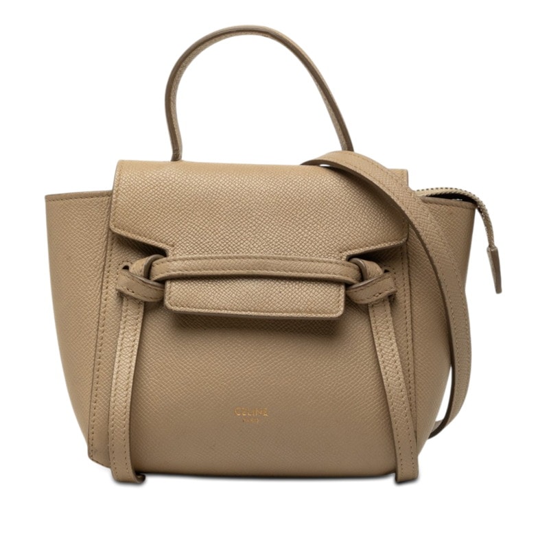 セリーヌ ベルトバッグ ピコ ハンドバッグ ショルダーバッグ 2WAY ベージュ レザー レディース CELINE 【中古】
