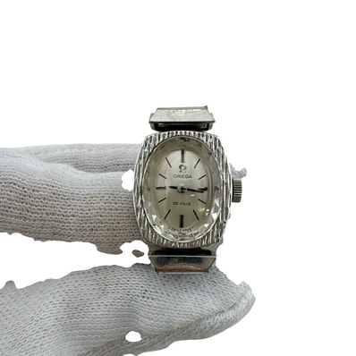 オメガ OMEGA 腕時計 ヴィンテージ カットガラス 手巻き アンティーク シルバー