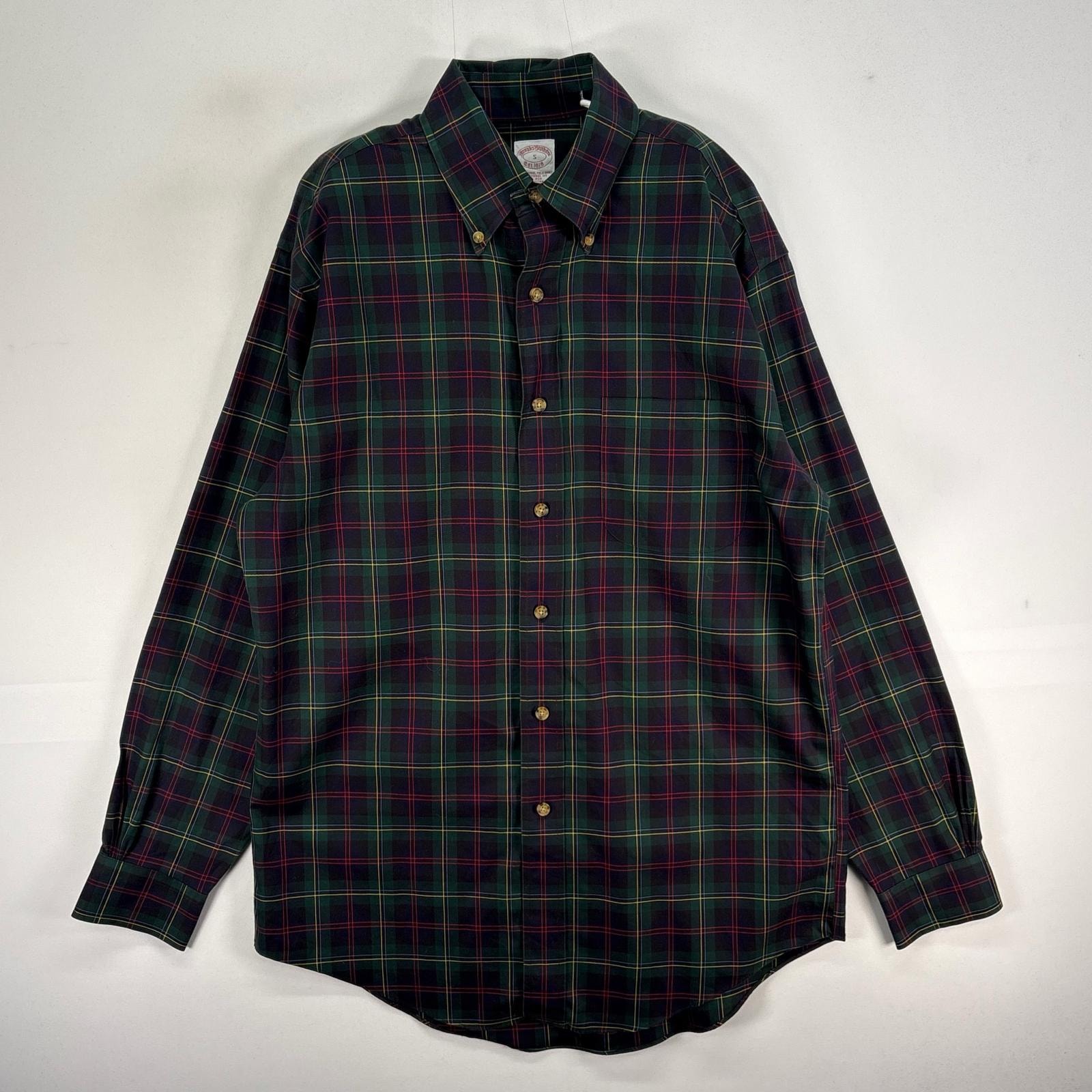 古着 ブルックスブラザーズ Brooks Brothers 長袖シャツ チェック 胸ポケ ボタンダウン S  ネイビー系 マルチカラー メンズ