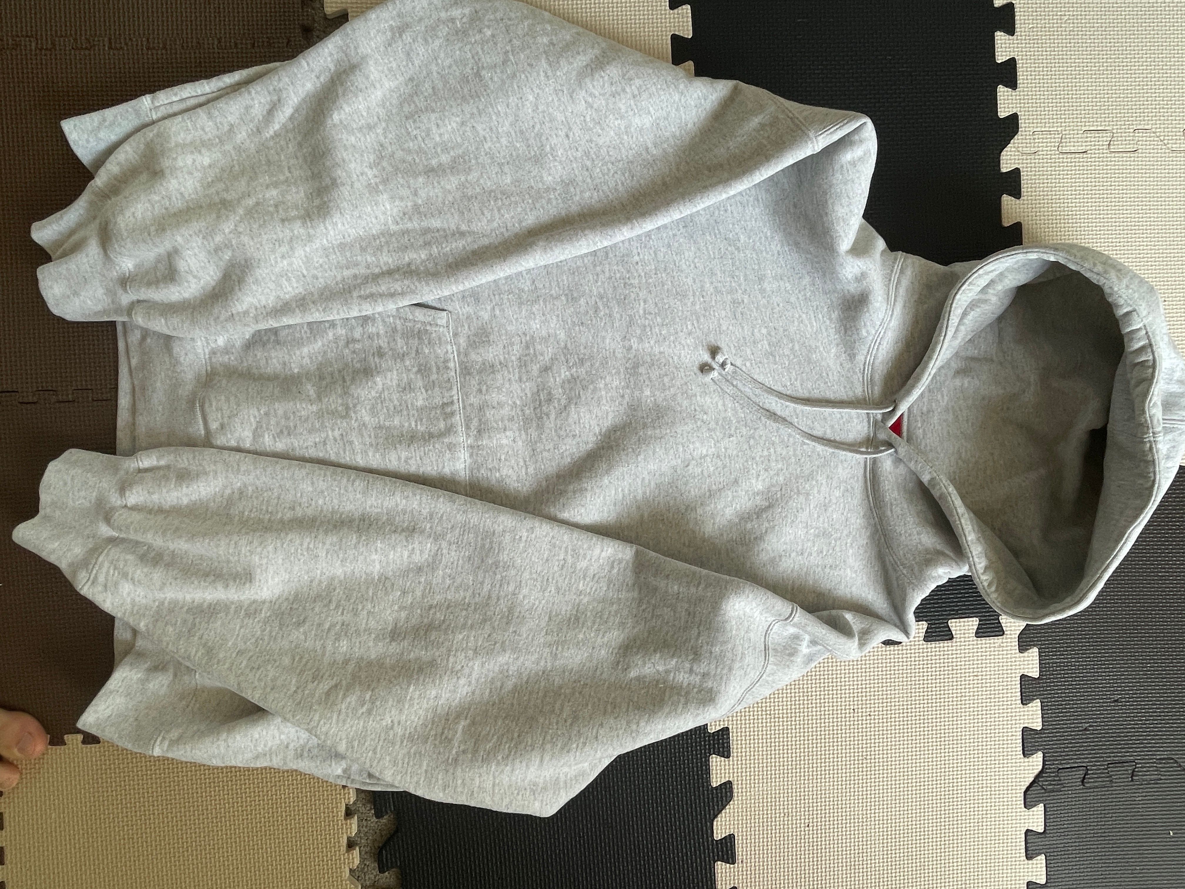 Supreme Satin Applique Hooded Sweatshirt "Ash Grey"