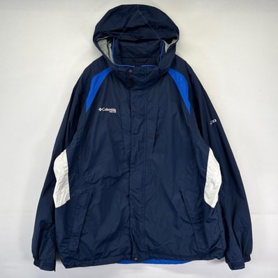 古着 コロンビア Columbia ナイロンジャケット マウンテンパーカー ワンポイントロゴ刺繍 アウトドア XCO XL ネイビー メンズ