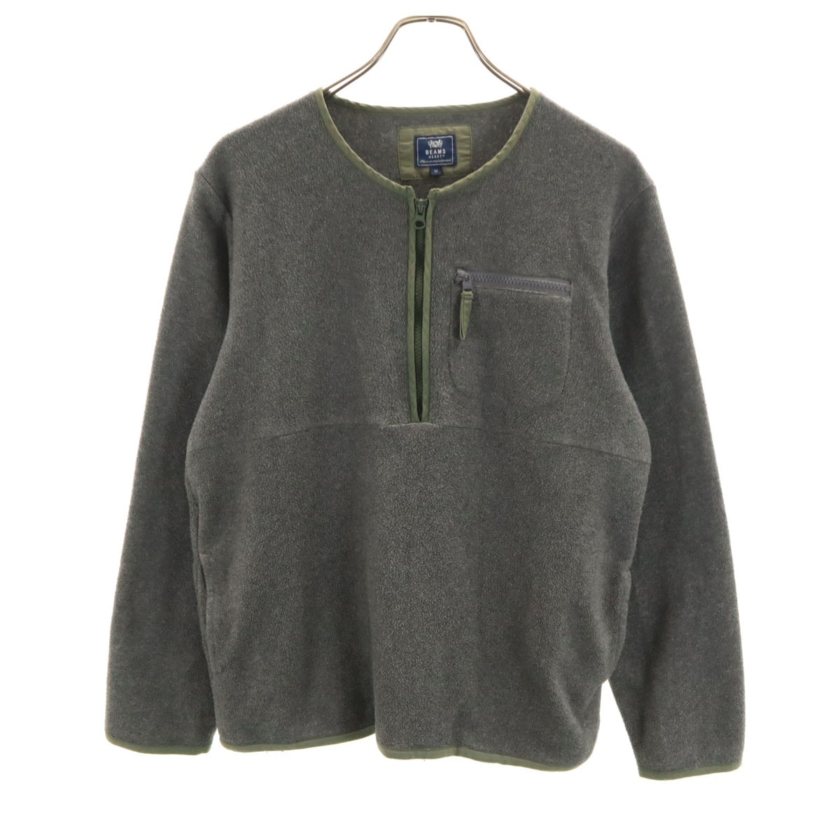BEAMS HEART ビームスハート 長袖 フリース ハーフジップ トレーナー M グレー プルオーバー