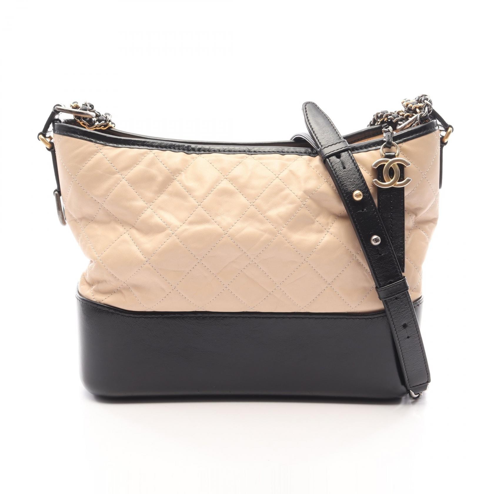 シャネル CHANEL ガブリエル ドゥ シャネル ラージ ホーボー コンビ金具 ショルダーバッグ バッグ カーフ(牛革) レディース ベージュ系 / ブラック系 A93824 【中古】