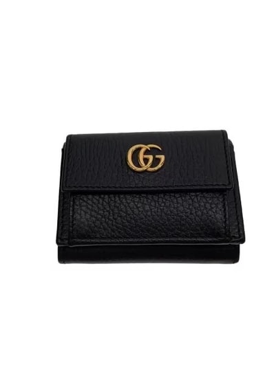 GUCCI Petit GG Marmont Leather Wallet "Black"
