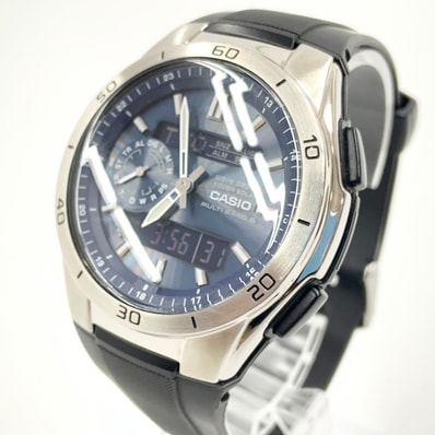 CASIO カシオ WAVECEPTOR ウェーブセプター メンズ タフソーラー 腕時計 WVA-M650-1AJF シルバー x ブルー