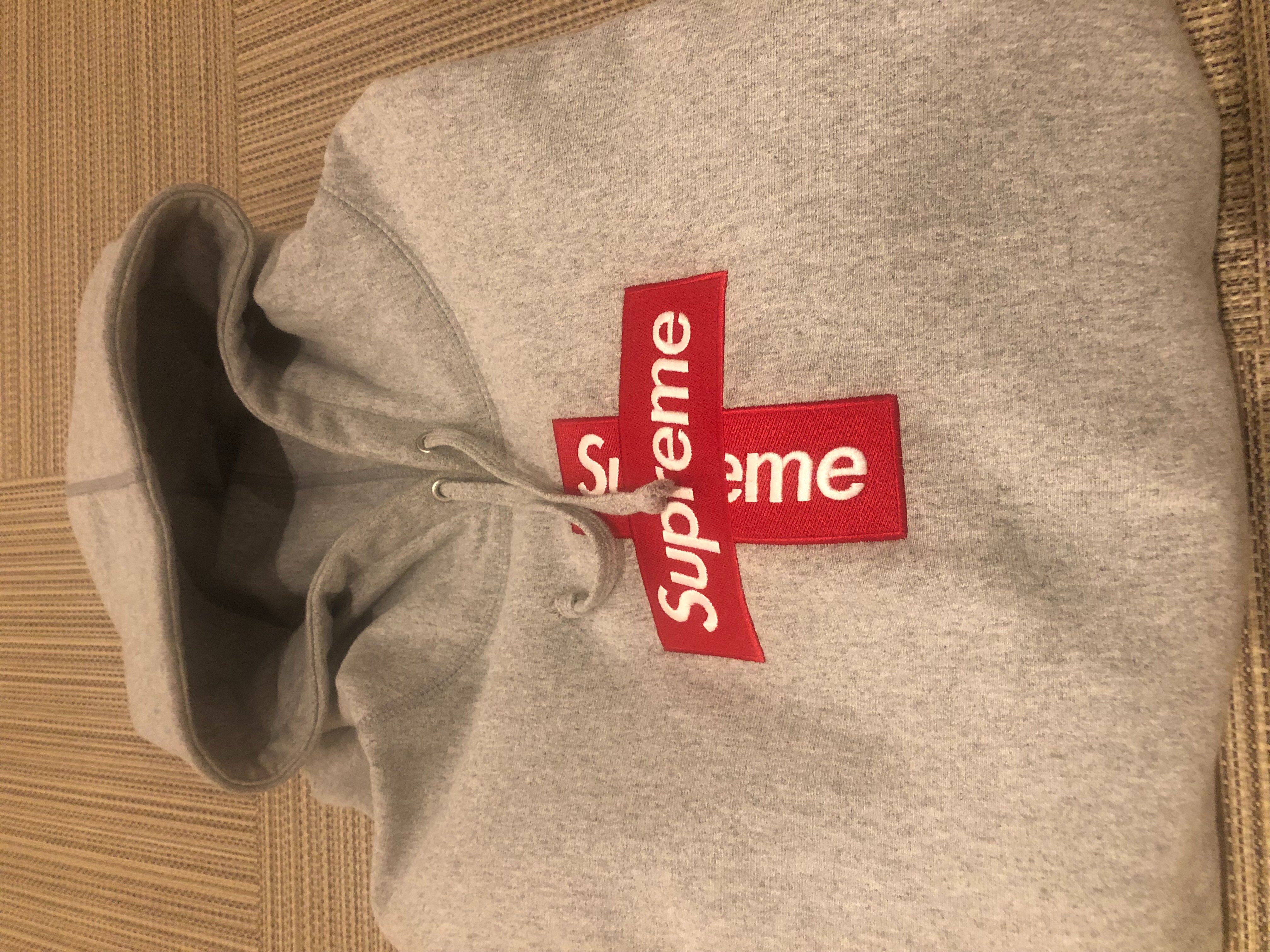 Supreme Cross Box Logo Hooded Sweatshirt "Grey"