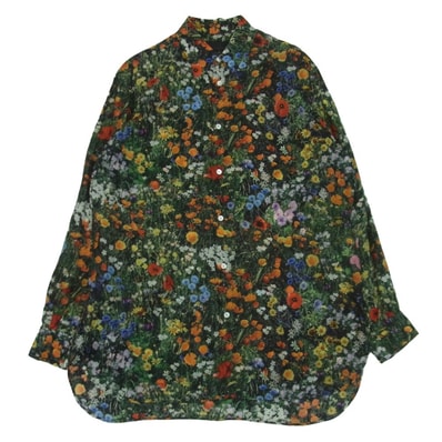 Stella McCartney ステラマッカートニー ボタニカルフラワー 花柄 キュプラ 長袖 シャツ グリーン系 38【美品】【中古】