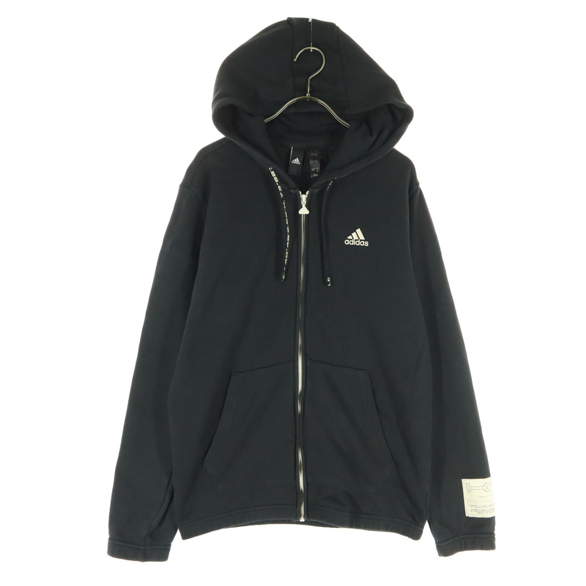 adidas アディダス ワンポイントロゴ 長袖 ジップパーカー M ブラック