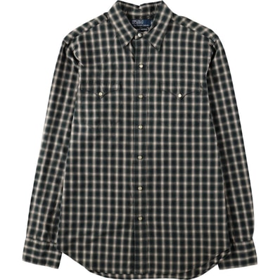 古着 ラルフローレン Ralph Lauren POLO by Ralph Lauren CLASSIC WESTERN チェック柄 長袖 ウエスタンシャツ メンズM相当/evb036046