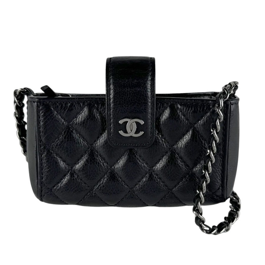 シャネル CHANEL ショルダーバッグ ミニショルダーバッグ レザー ブラック レディース【中古】 z10139