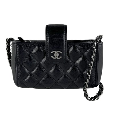 シャネル CHANEL ショルダーバッグ ミニショルダーバッグ レザー ブラック レディース【中古】 z10139
