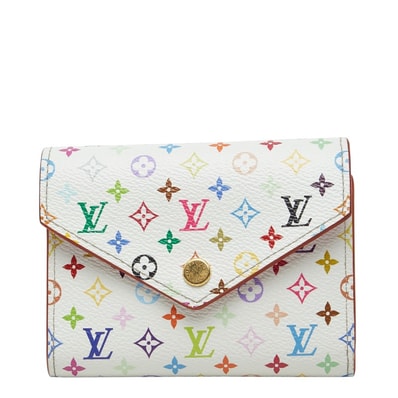 ルイ ヴィトン LV×TM モノグラム マルチカラー ポルトフォイユ ヴィクトリーヌ 二つ折り財布 M28387 ホワイト PVC レディース LOUIS VUITTON 【中古】