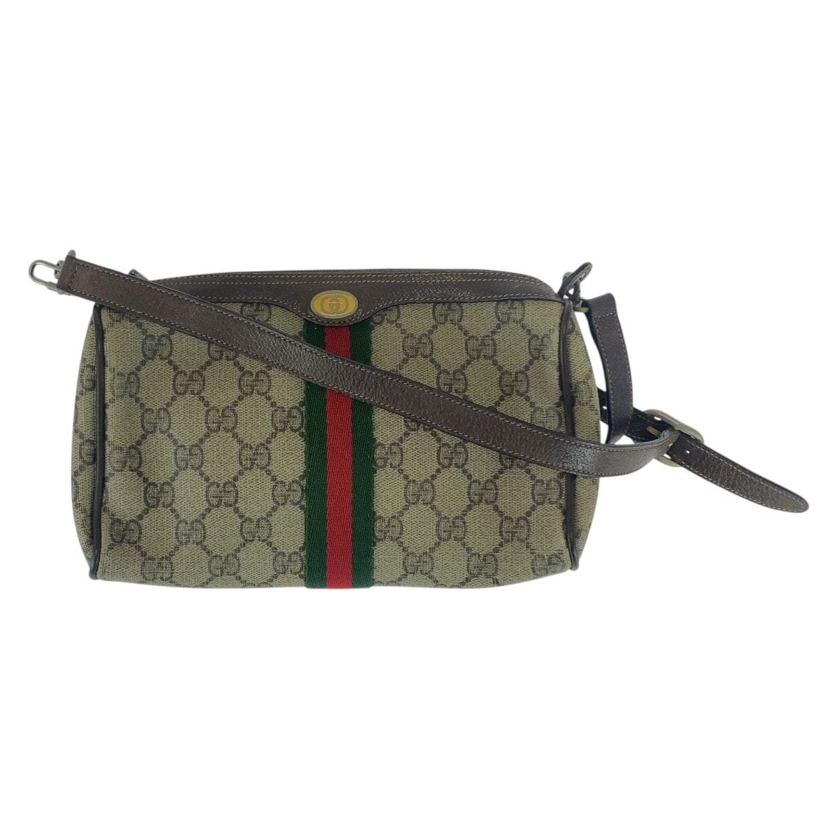 GUCCI グッチ ヴィンテージ シェリーライン ベージュ ブラウン GGスプリームキャンバス レザー/ ショルダーバッグ ポシェット 506808 【中古】