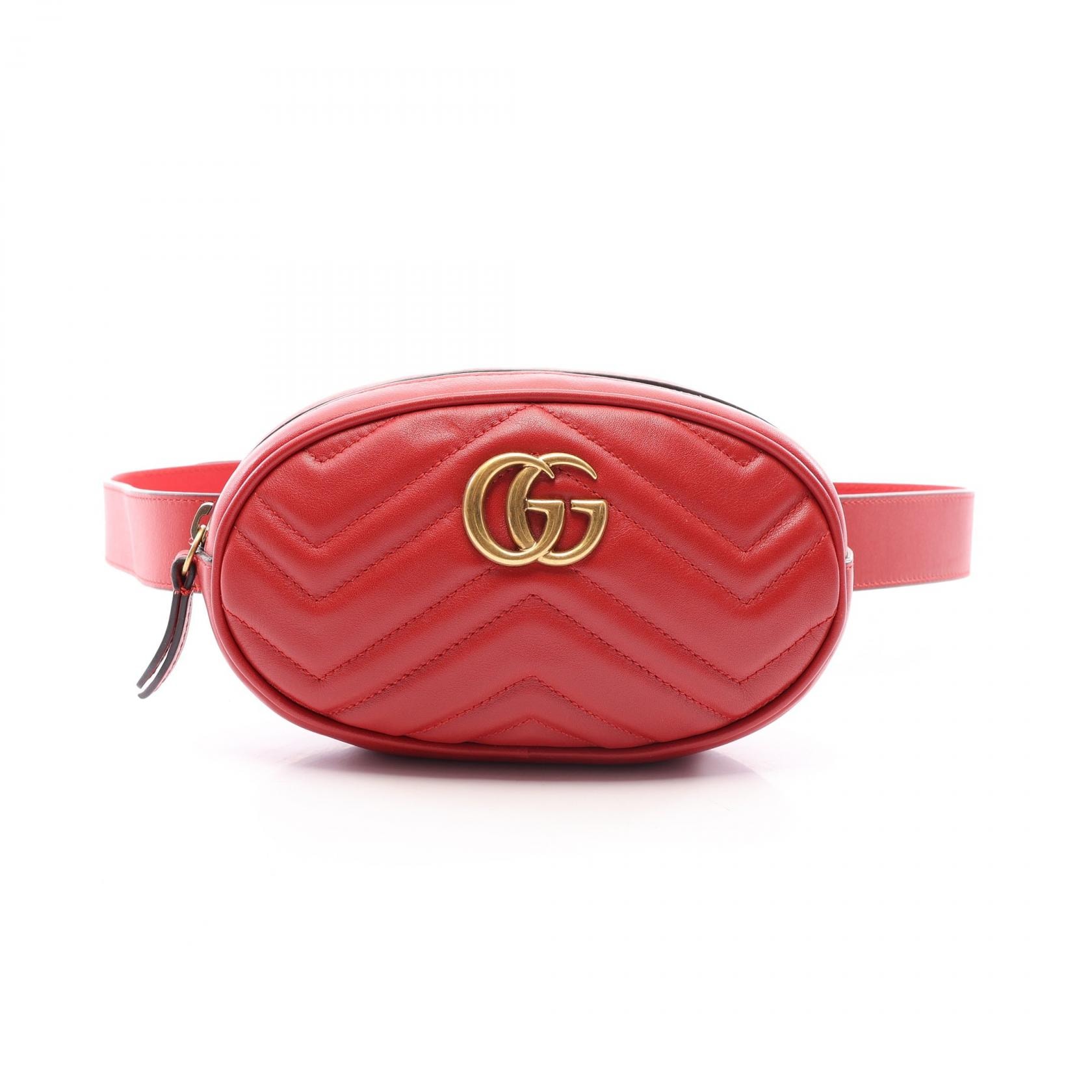 グッチ GUCCI GGマーモント ウエストバッグ バッグ レザー レディース レッド系 476434 【中古】