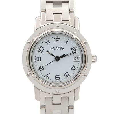 エルメス HERMES クリッパー 腕時計 時計 ステンレススチール レディース ホワイト系 CL4.210 【中古】